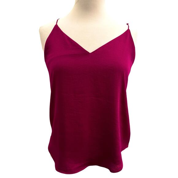 Express SP Magenta Purple Tank Top Flowy Feminine Vneck Classy Versatile Office - Picture 2 of 7